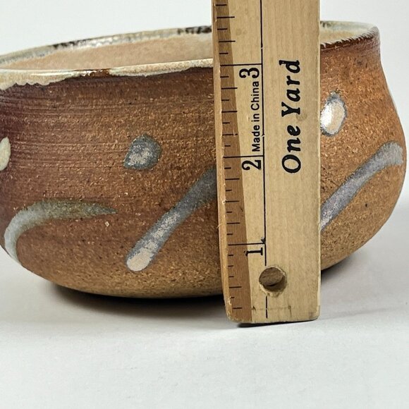 Rustic Handmade Pottery Bowl With Decorative Glaze 5" Wide & 3" Tall - Picture 6 of 6